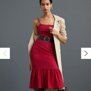 Anthropology Hutch Ribbed Midi Red Dress Size XS